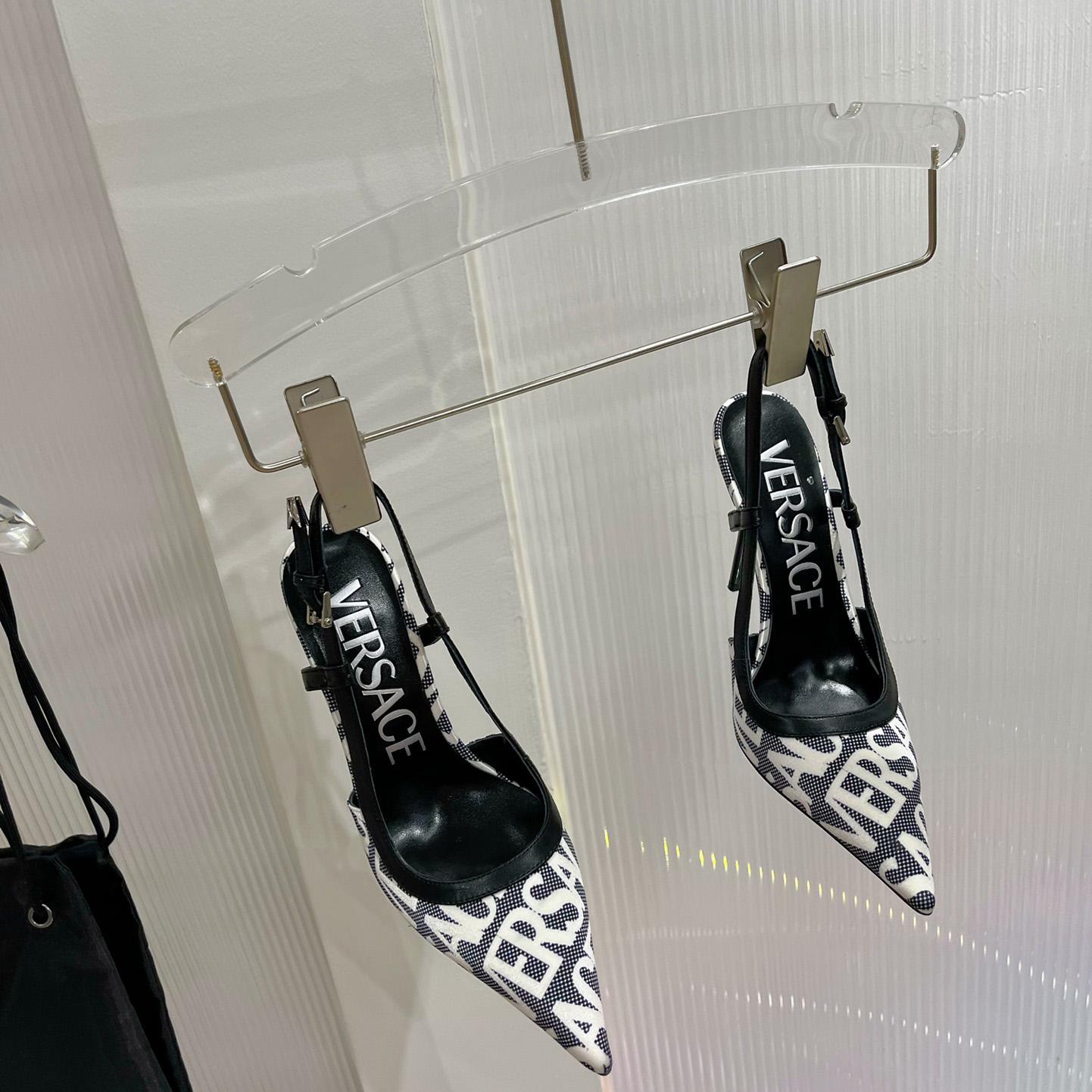 Versace Logo-jacquard 110mm Slingback Pumps - FashionPlug
