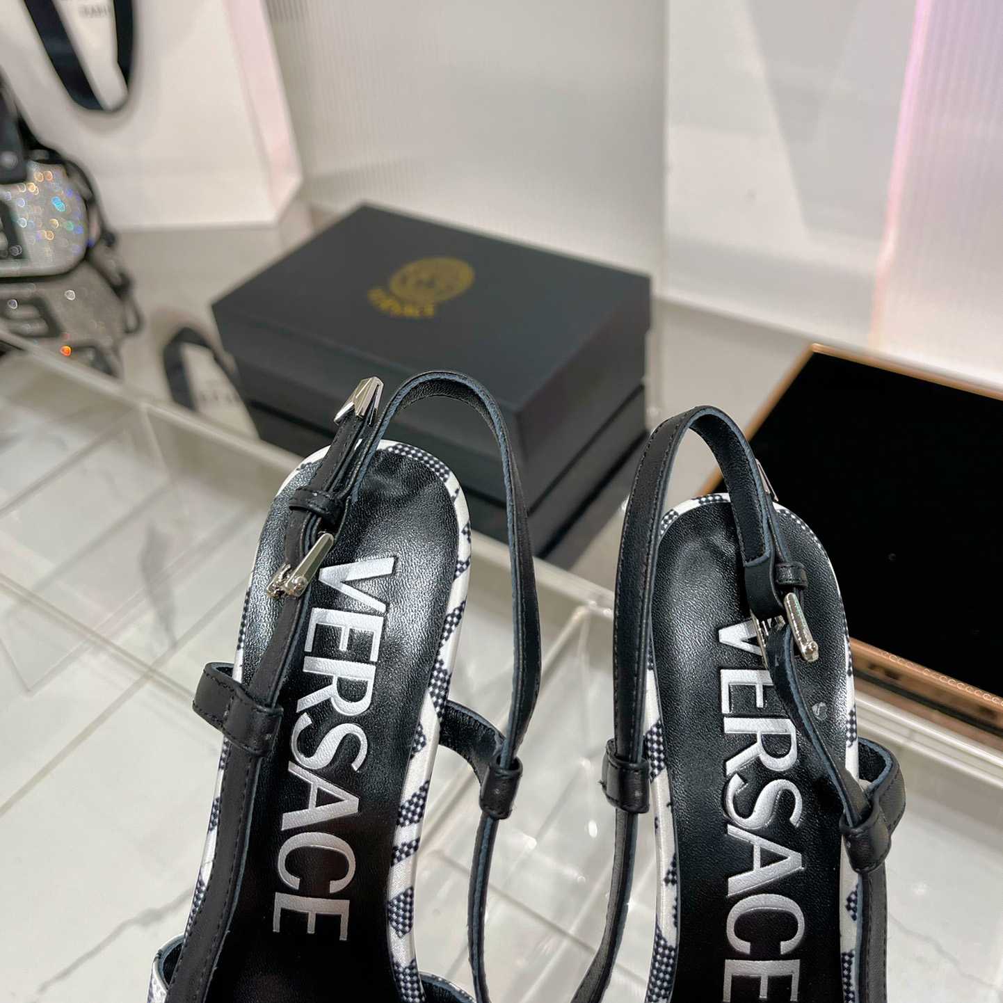 Versace Logo-jacquard 110mm Slingback Pumps - FashionPlug