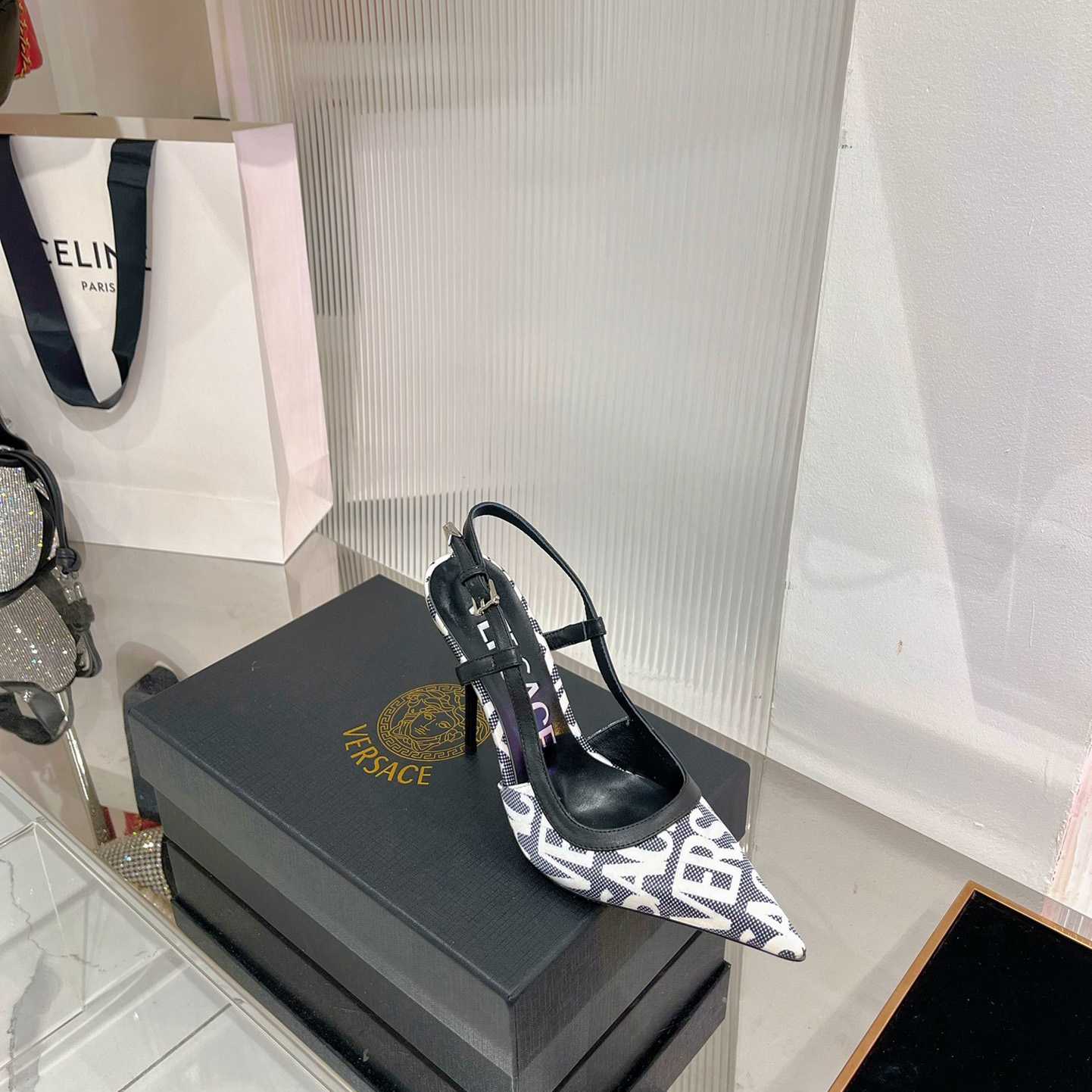 Versace Logo-jacquard 110mm Slingback Pumps - FashionPlug