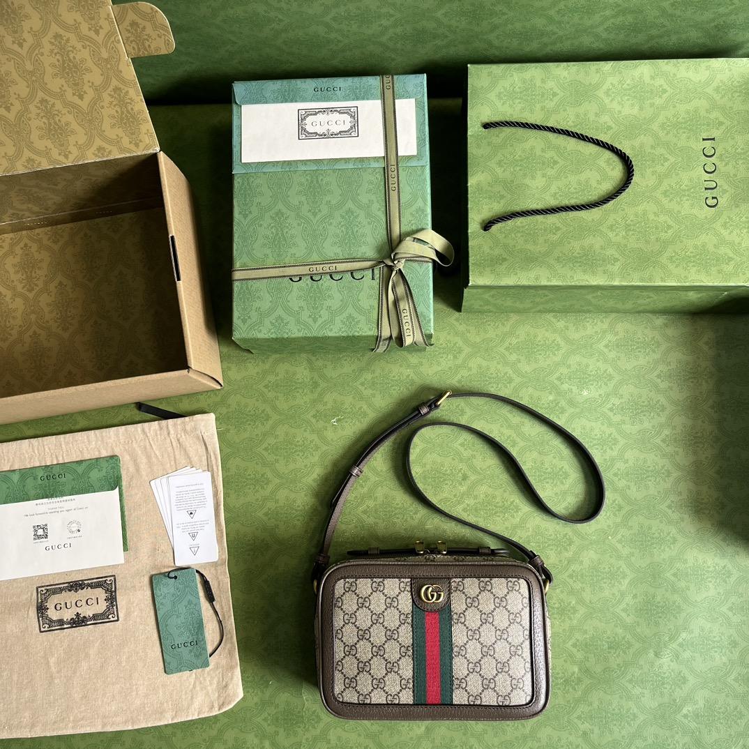 Gucci Ophidia Small Shoulder Bag With Web (24x 16x 7cm) - FashionPlug