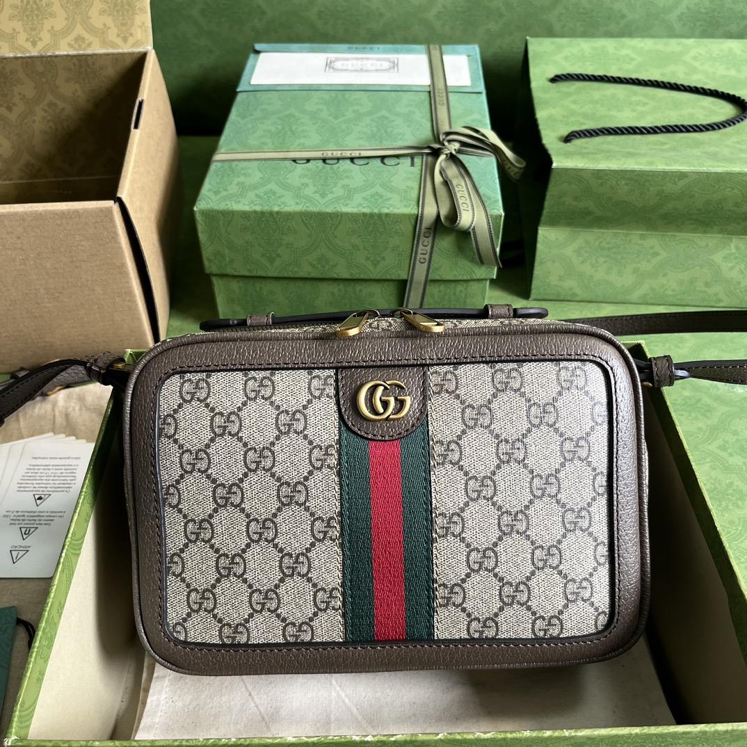 Gucci Ophidia Small Shoulder Bag With Web (24x 16x 7cm) - FashionPlug