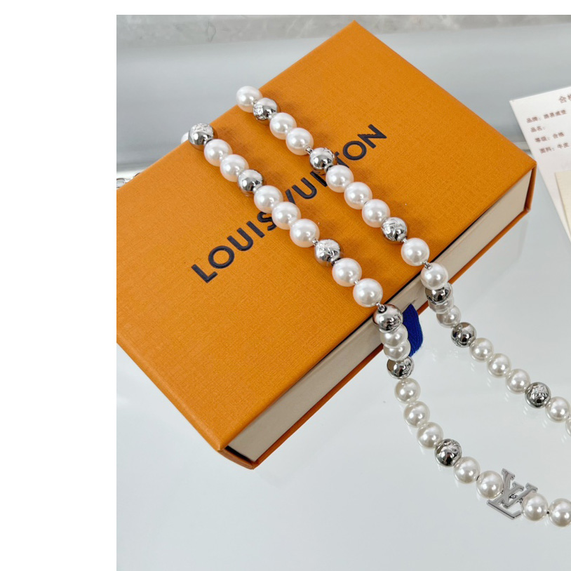 Louis Vuitton Monogram Pearls Necklace    M01157 - FashionPlug