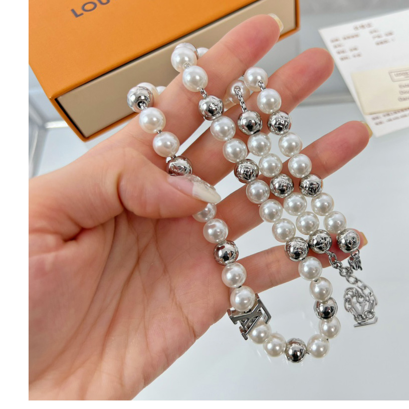 Louis Vuitton Monogram Pearls Necklace    M01157 - FashionPlug