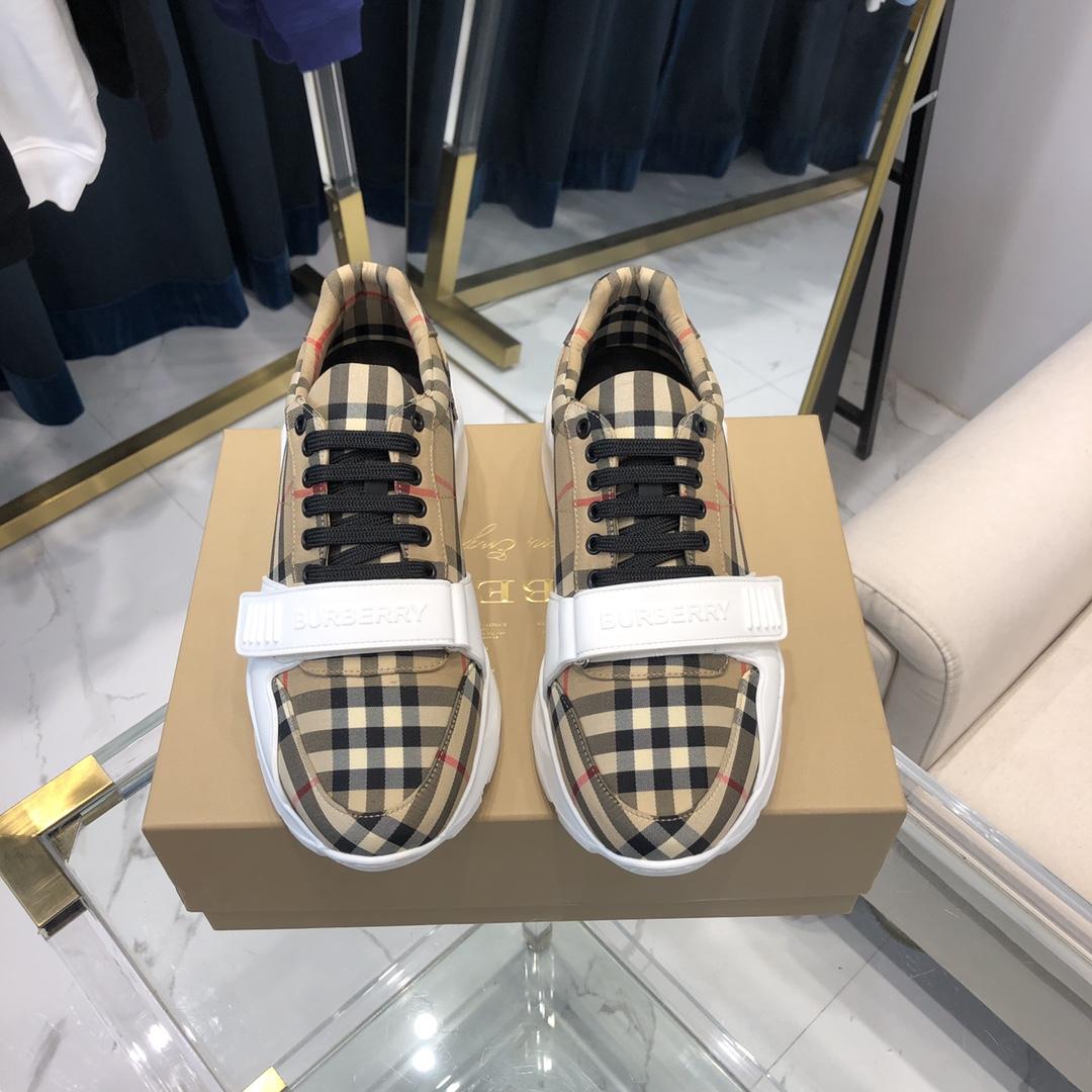 Burberry Check, Suede and Leather Sneakers - FashionPlug