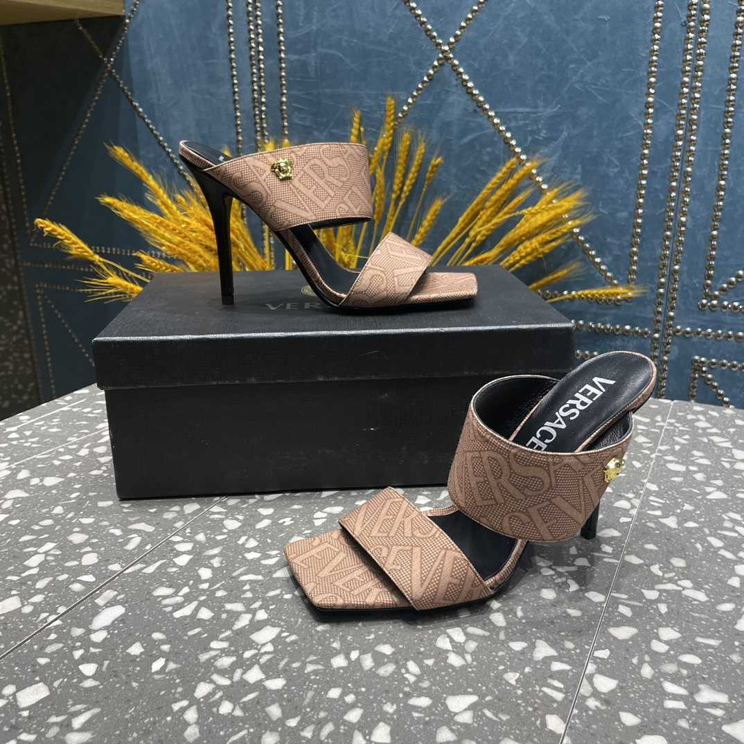 Versace Allover High Heel Mules - FashionPlug