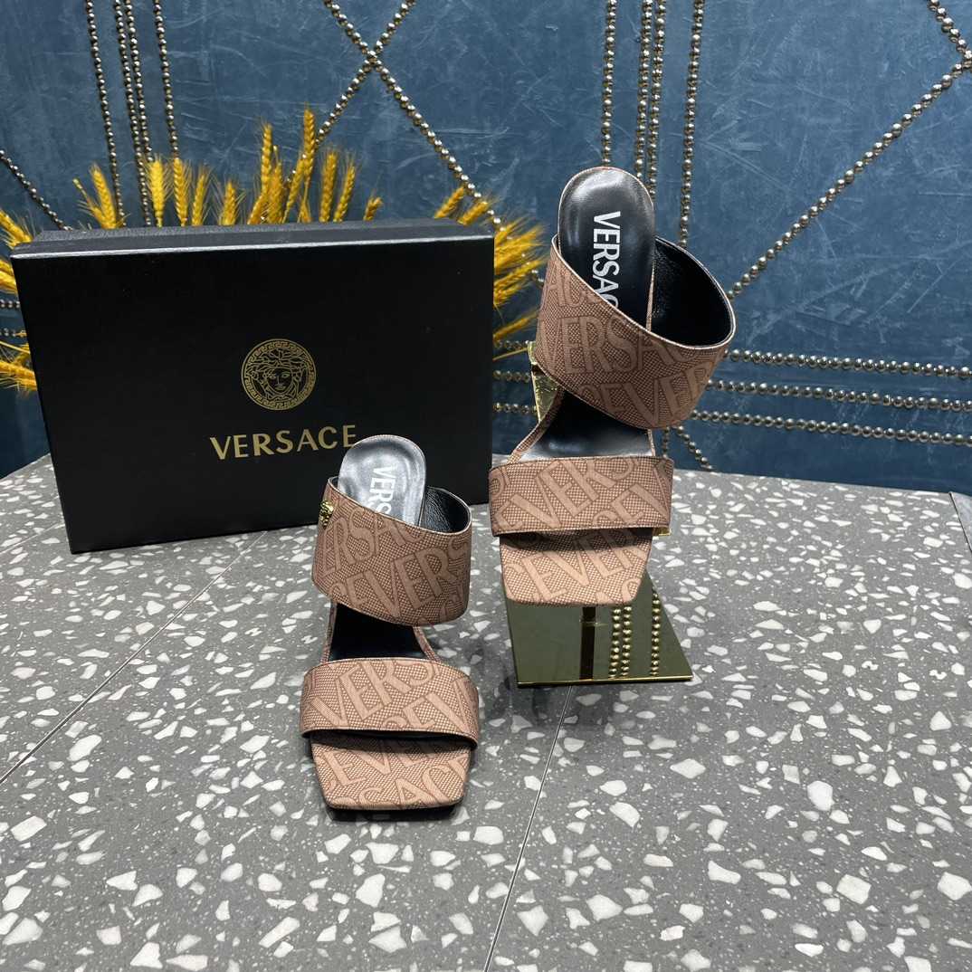 Versace Allover High Heel Mules - FashionPlug