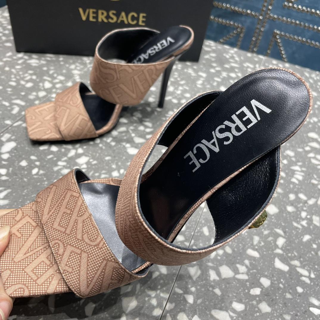 Versace Allover High Heel Mules - FashionPlug