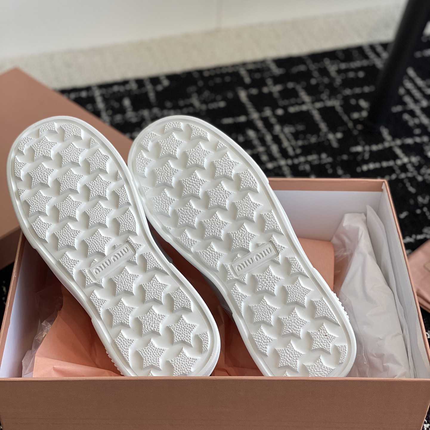 Miu Miu Bleached Leather Sneakers - FashionPlug