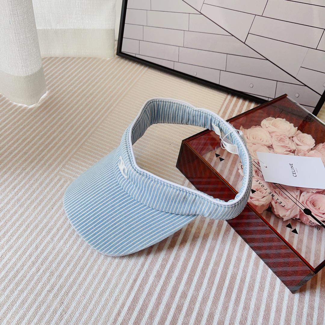 Celine Triomphe Visor In Hickory Cotton Wave Wash  - FashionPlug