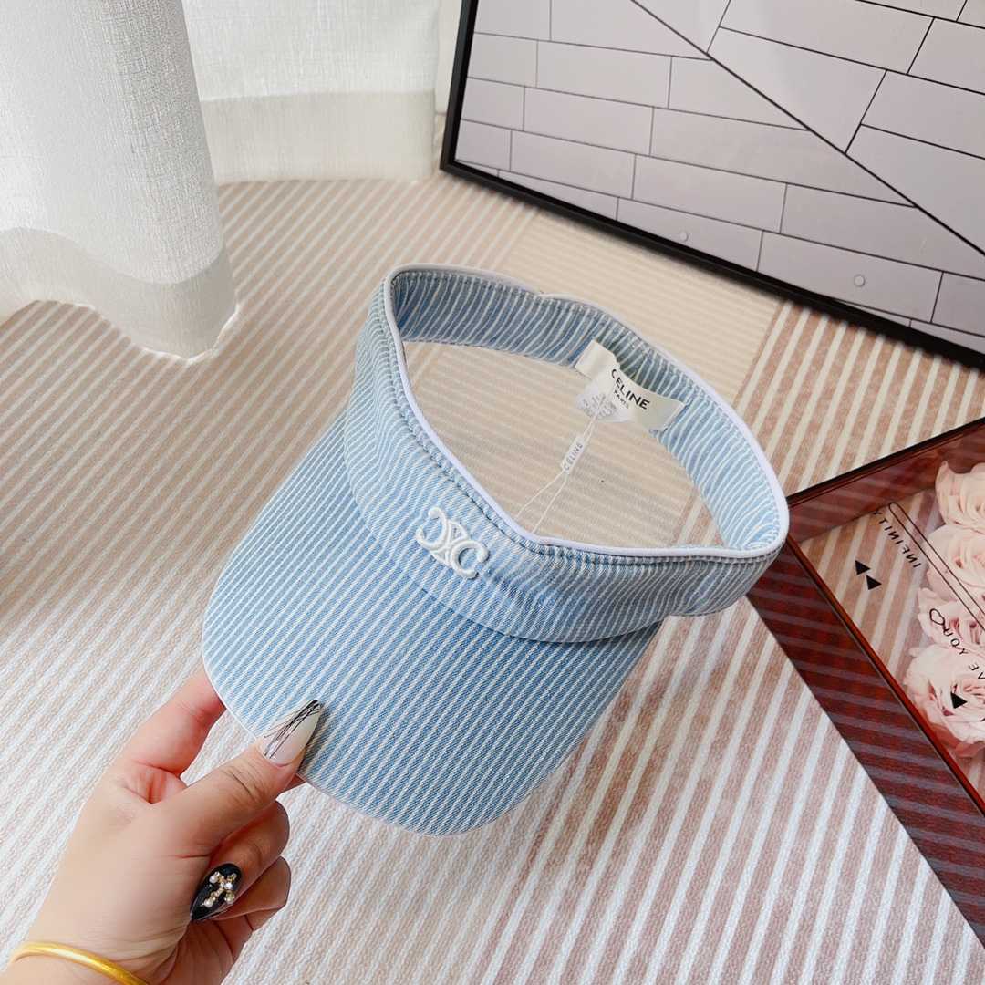 Celine Triomphe Visor In Hickory Cotton Wave Wash  - FashionPlug