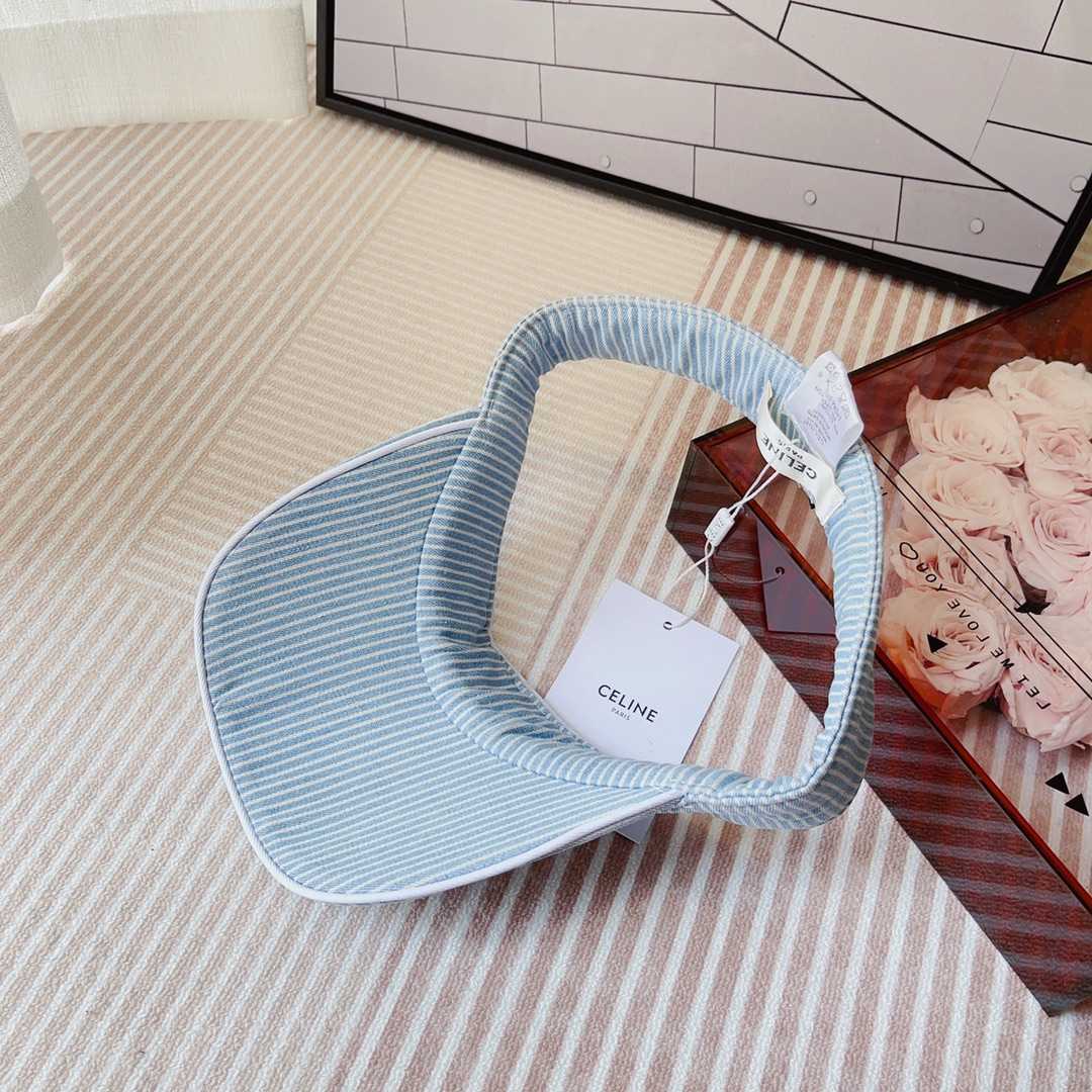 Celine Triomphe Visor In Hickory Cotton Wave Wash  - FashionPlug