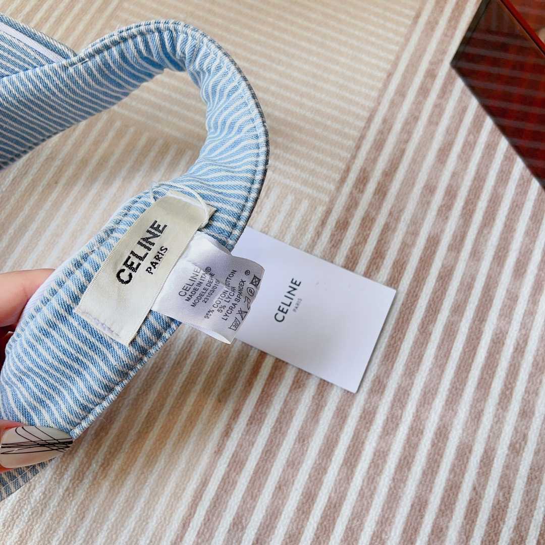 Celine Triomphe Visor In Hickory Cotton Wave Wash  - FashionPlug