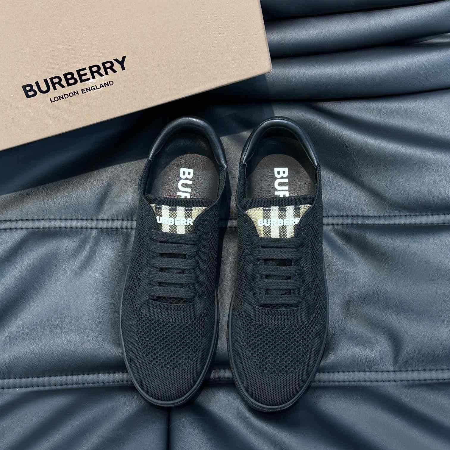 Burberry Nylon, Leather And Cotton Sneakers - FashionPlug
