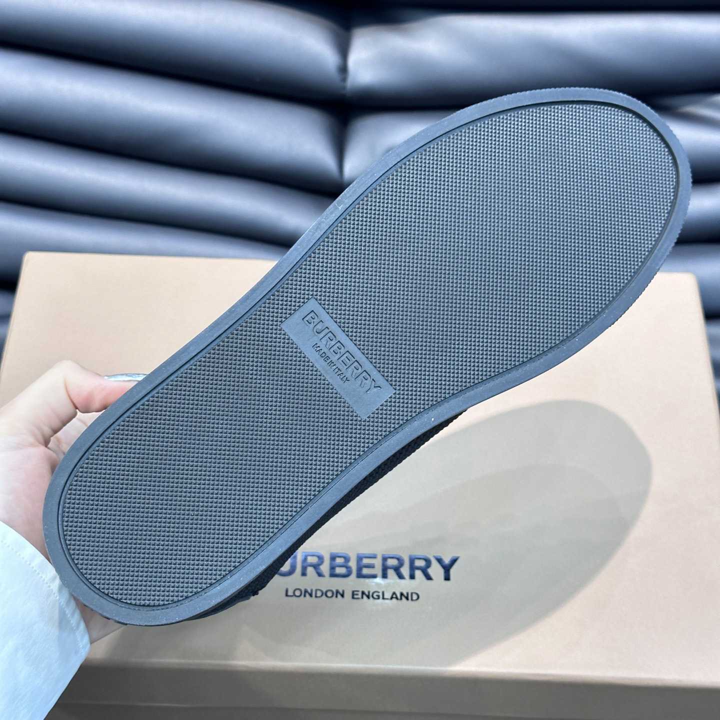 Burberry Nylon, Leather And Cotton Sneakers - FashionPlug