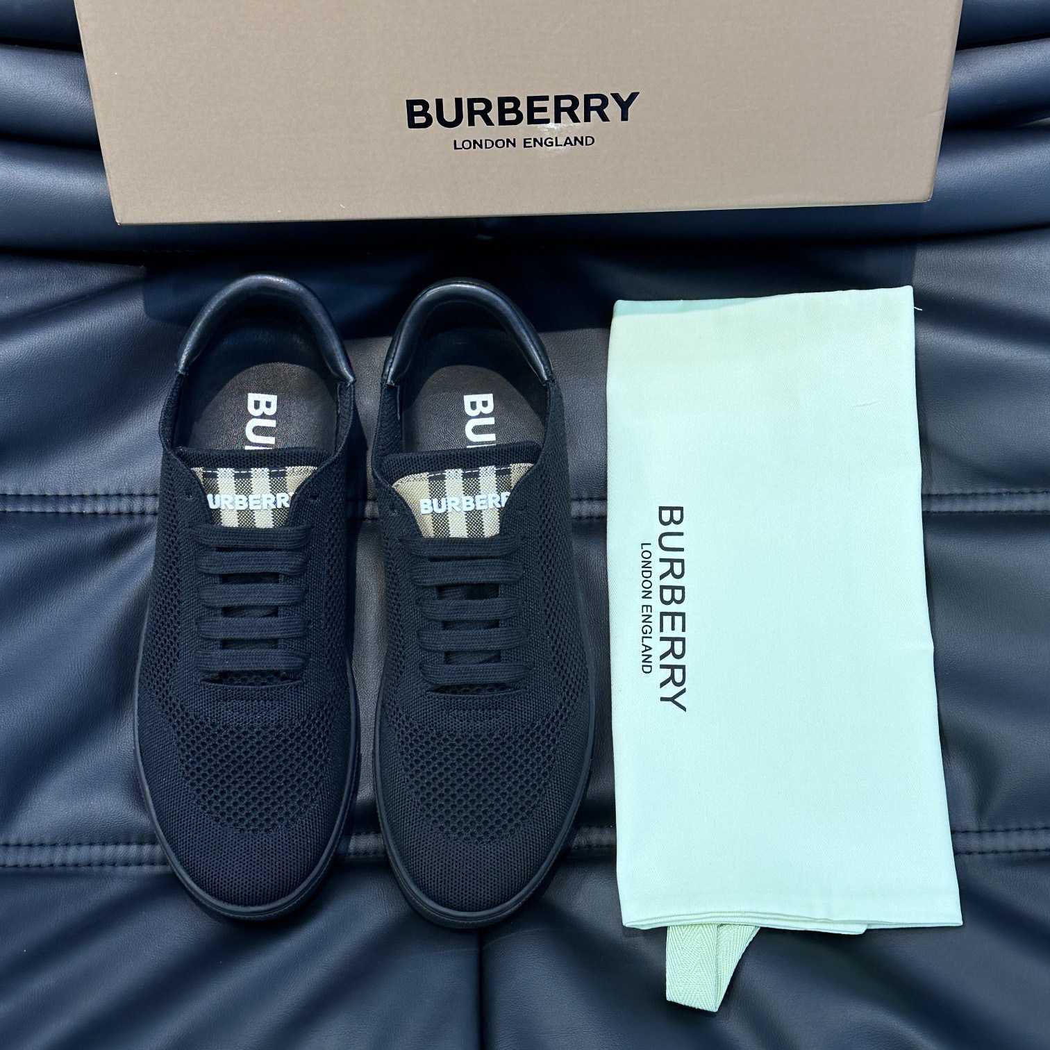 Burberry Nylon, Leather And Cotton Sneakers - FashionPlug