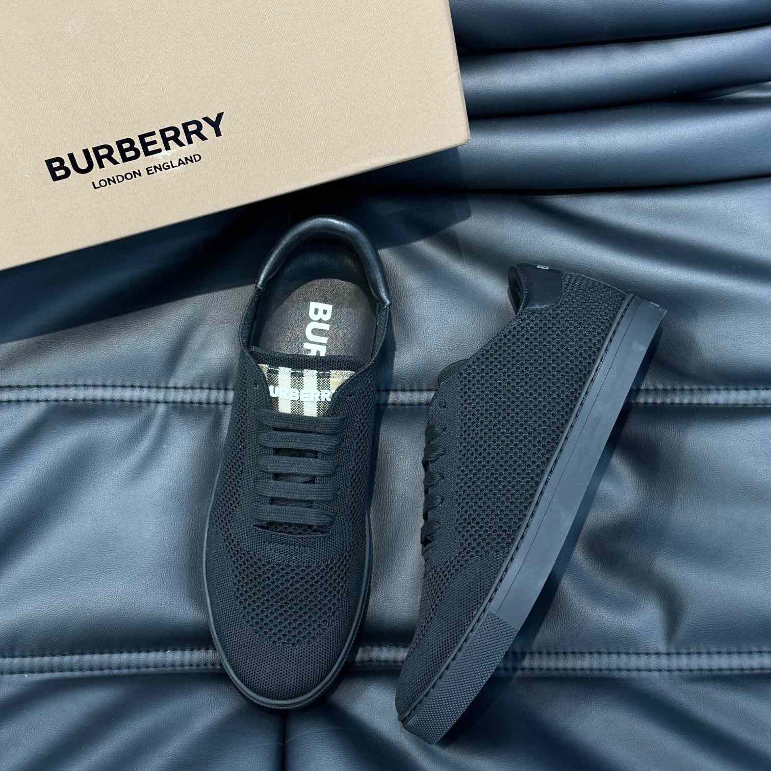 Burberry Nylon, Leather And Cotton Sneakers - FashionPlug