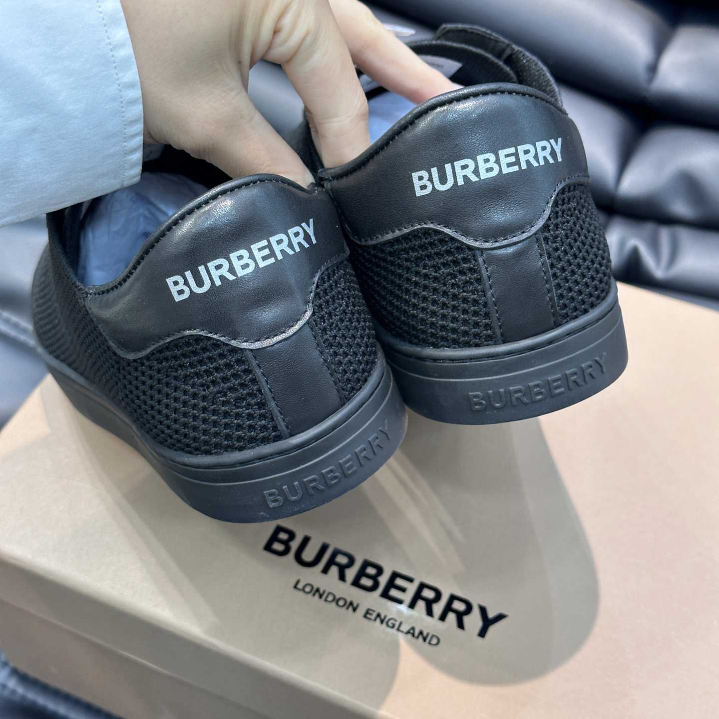 Burberry Nylon, Leather And Cotton Sneakers - FashionPlug