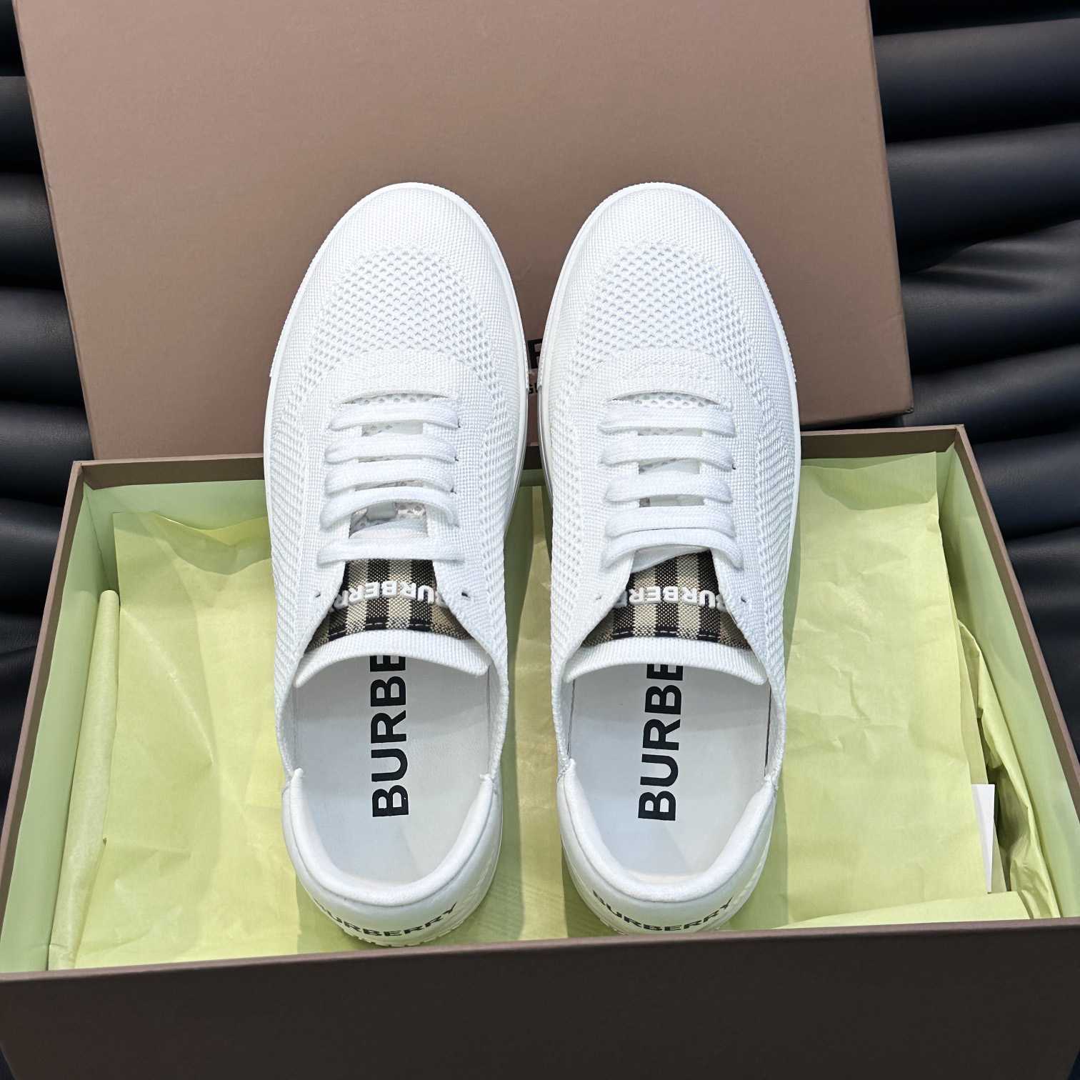 Burberry Nylon, Leather And Cotton Sneakers - FashionPlug