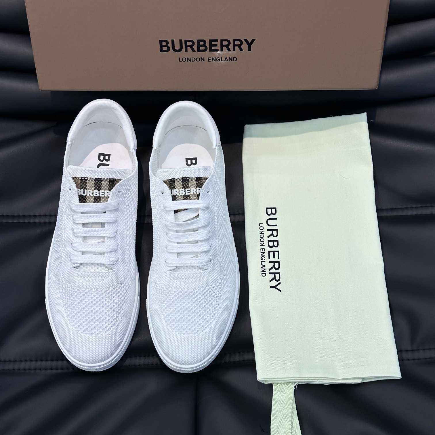 Burberry Nylon, Leather And Cotton Sneakers - FashionPlug