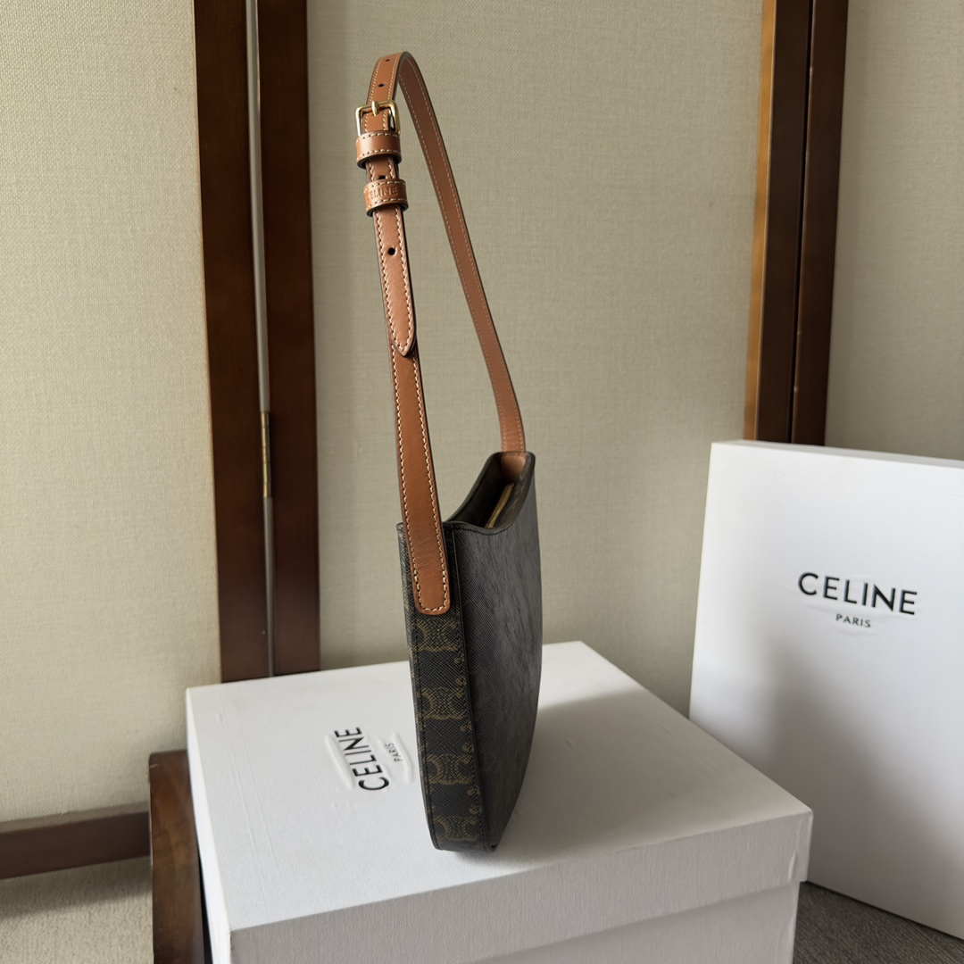 Celine Medium Celine Croque Bag In Triomphe Canvas And Calfskin Tan - FashionPlug