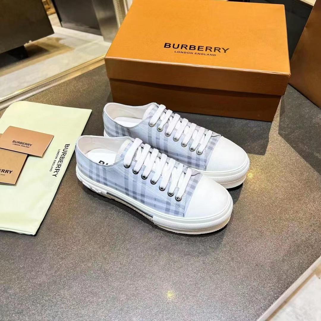 Burberry Check Cotton Sneakers - FashionPlug