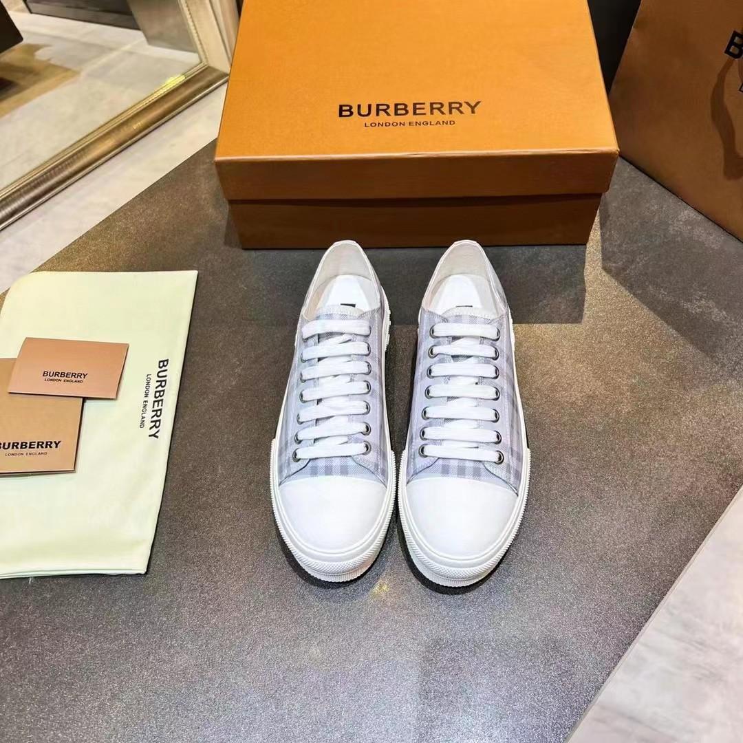 Burberry Check Cotton Sneakers - FashionPlug