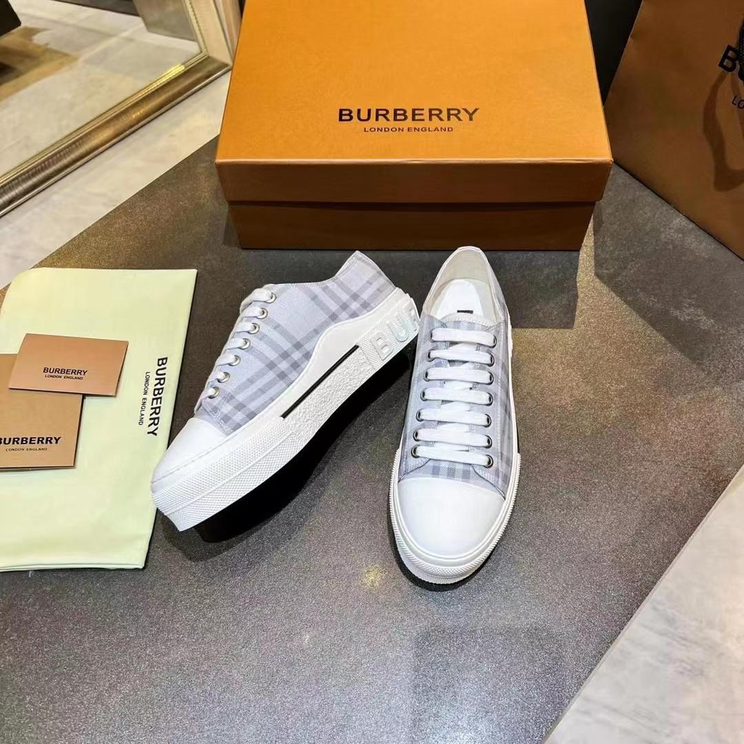 Burberry Check Cotton Sneakers - FashionPlug