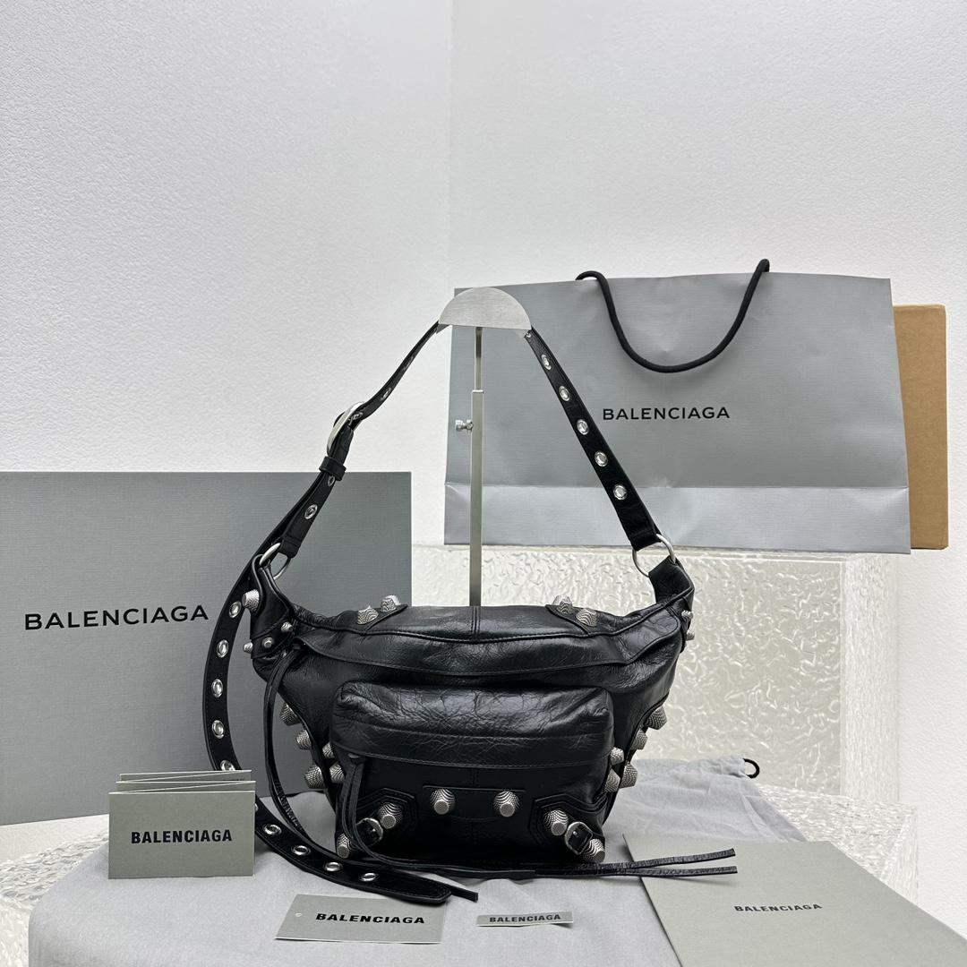 Balenciaga Men's Black Le Cagole Leather Belt Bag  ( 20cm*42cm*18cm) - FashionPlug