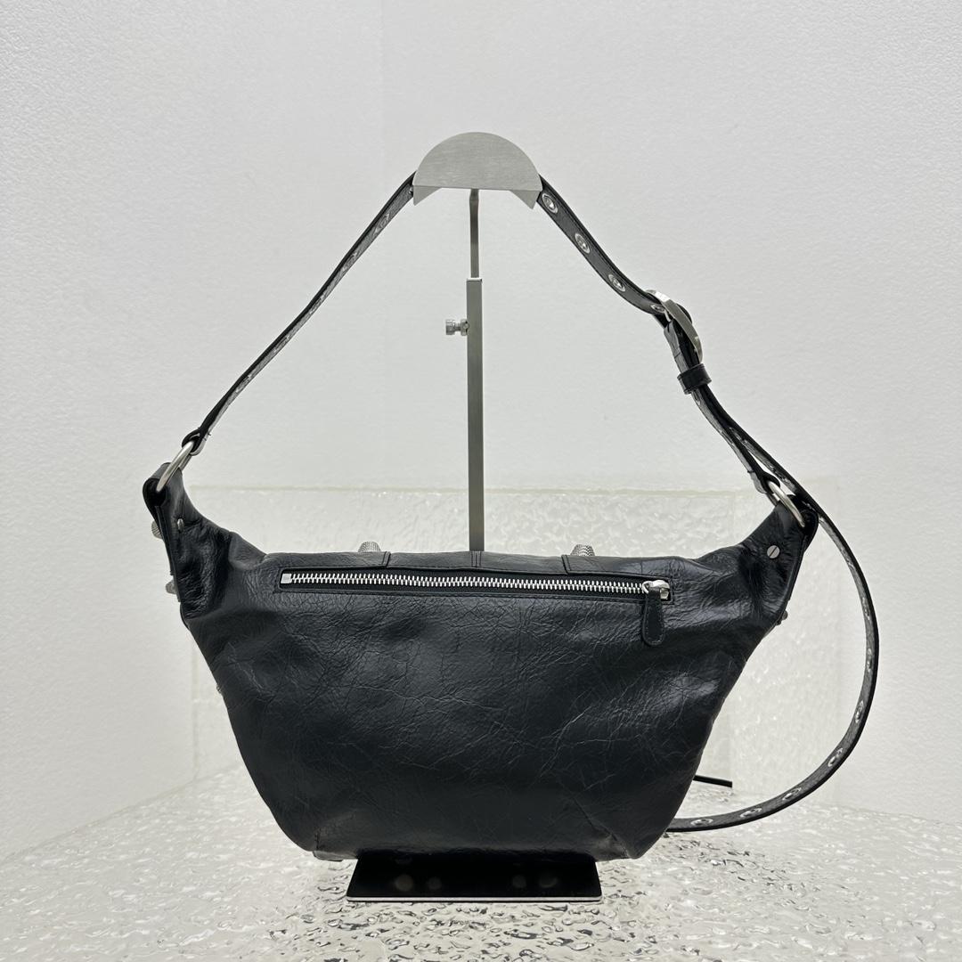 Balenciaga Men's Black Le Cagole Leather Belt Bag  ( 20cm*42cm*18cm) - FashionPlug