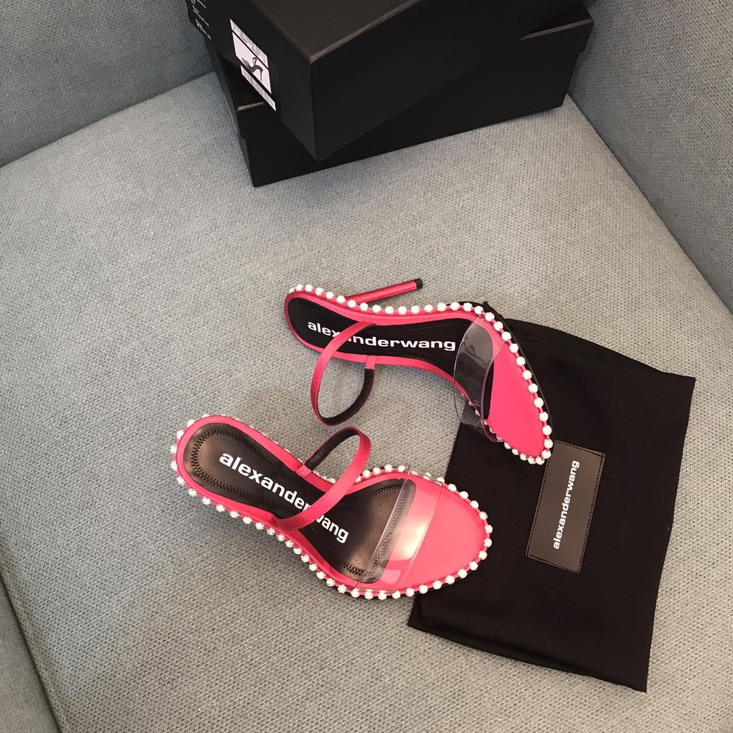 Alexander Wang Pink Satin Nova Crystal Sandals - FashionPlug