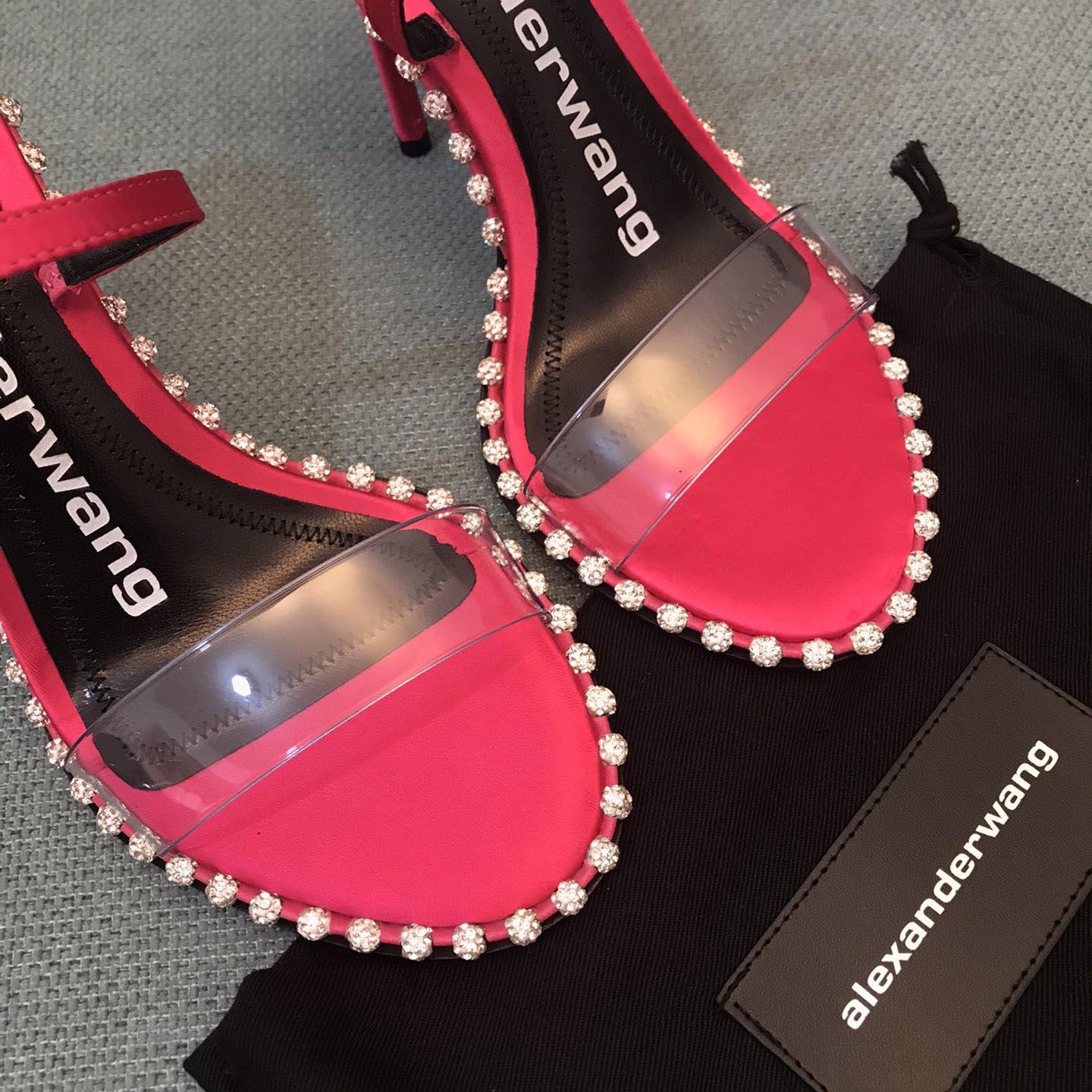 Alexander Wang Pink Satin Nova Crystal Sandals - FashionPlug