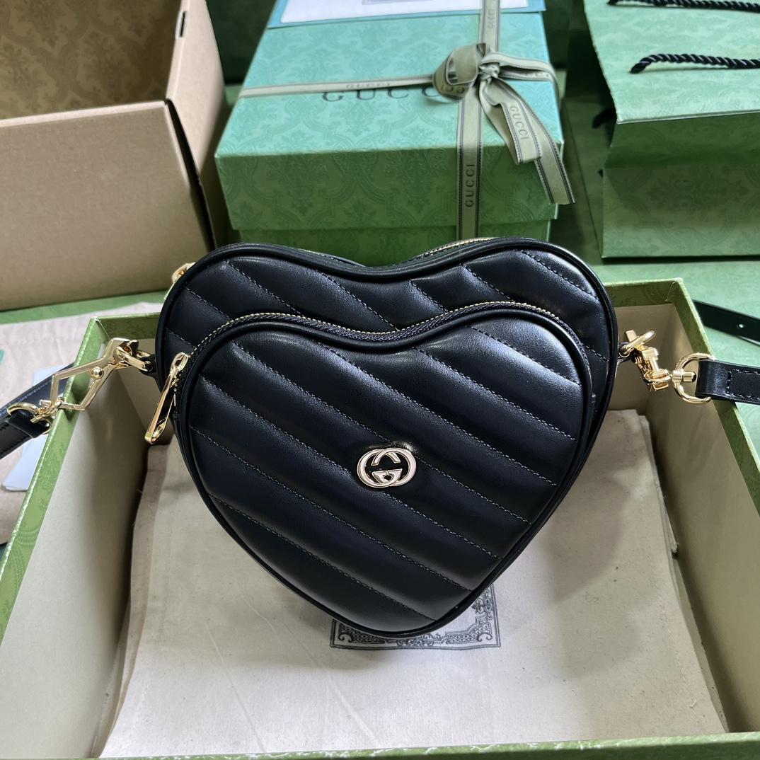 Gucci Interlocking G Mini Heart Shoulder Bag - FashionPlug