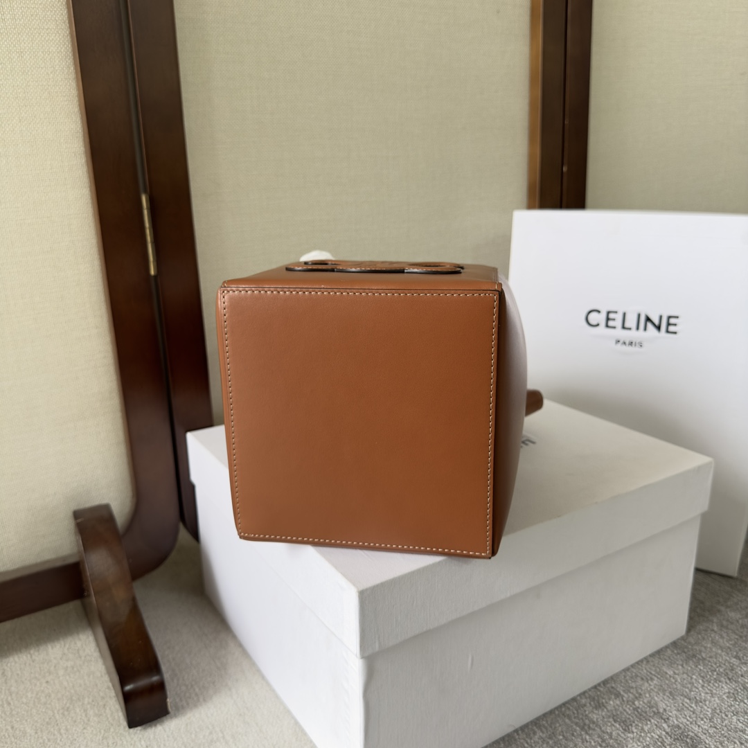 Celine Cube Bag Cuir Triomphe In Shiny Calfskin (15-15-15cm) - FashionPlug
