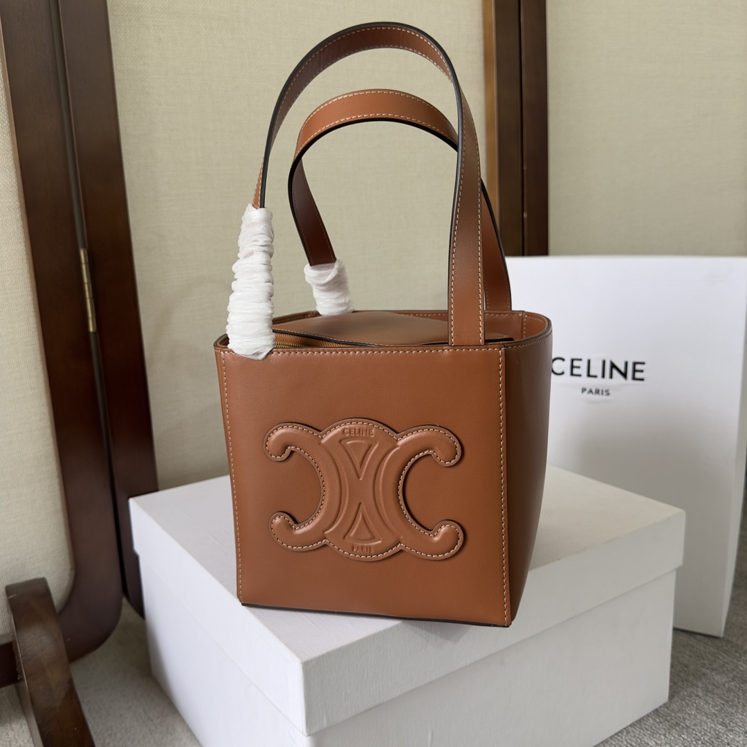 Celine Cube Bag Cuir Triomphe In Shiny Calfskin (15-15-15cm) - FashionPlug