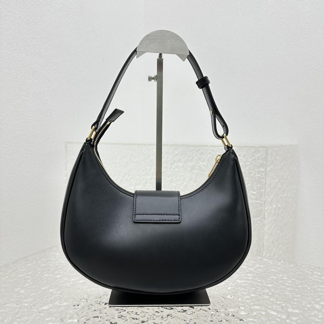Celine Ava Triomphe Soft Bag In Smooth Calfskin Black - FashionPlug