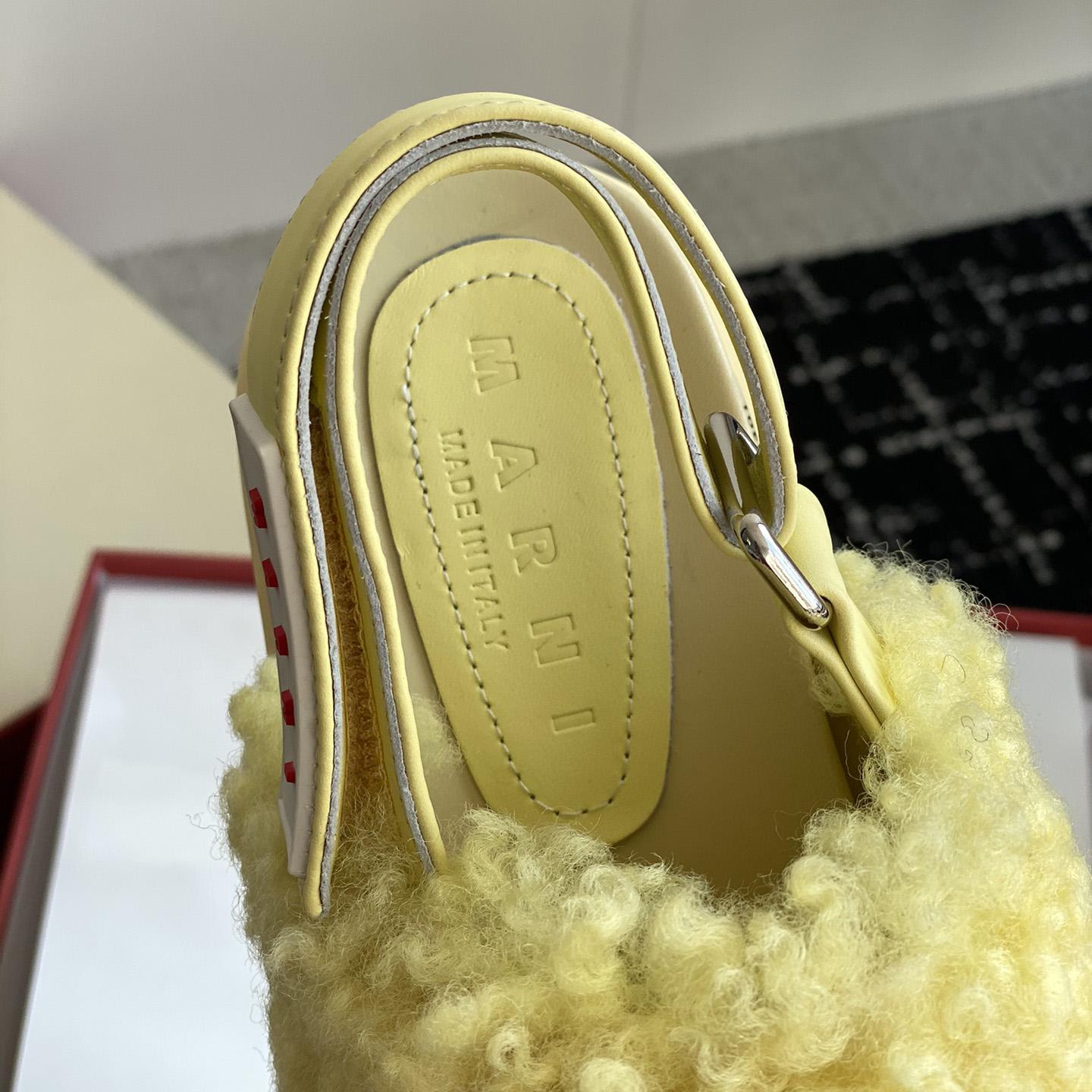 Marni Light Yellow Shearling Sabot - FashionPlug