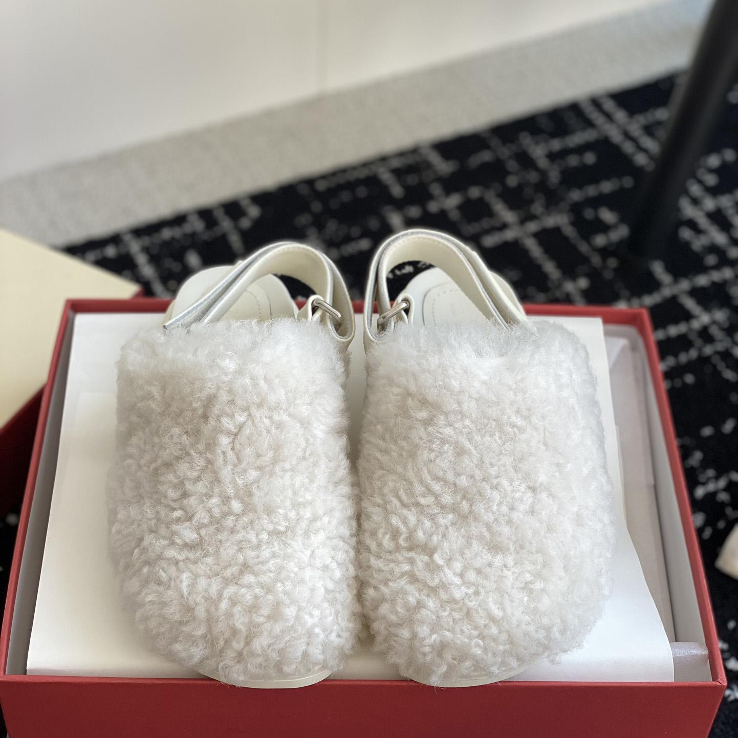 Marni White Shearling Sabot - FashionPlug