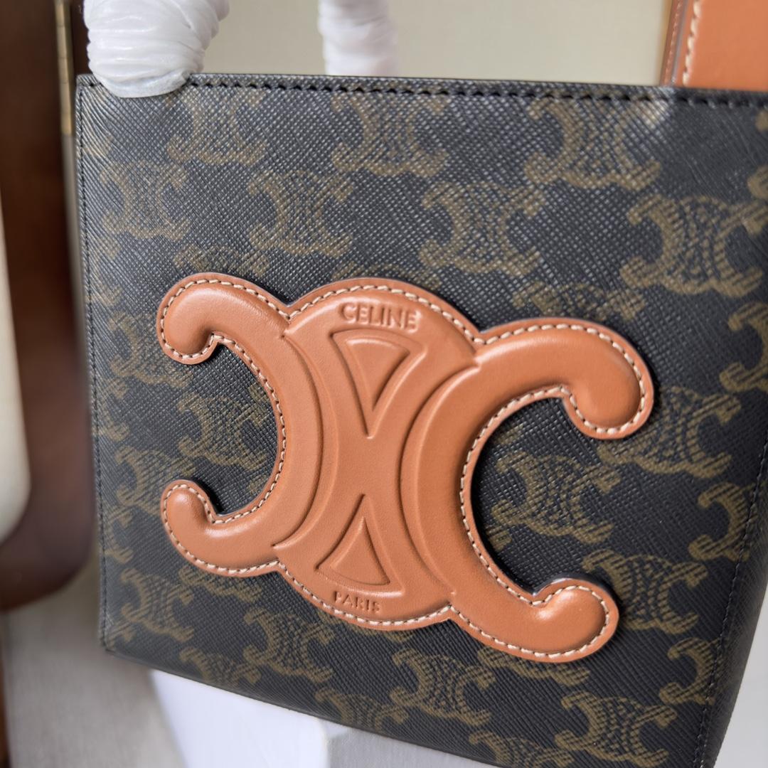 Celine Cube Bag Cuir Triomphe in Triomphe Canvas and Calfskin (15-15-15cm) - FashionPlug