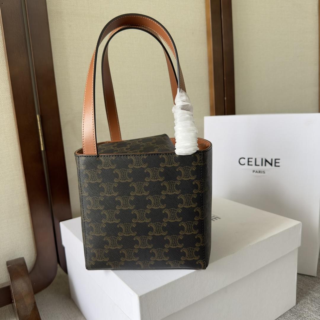 Celine Cube Bag Cuir Triomphe in Triomphe Canvas and Calfskin (15-15-15cm) - FashionPlug