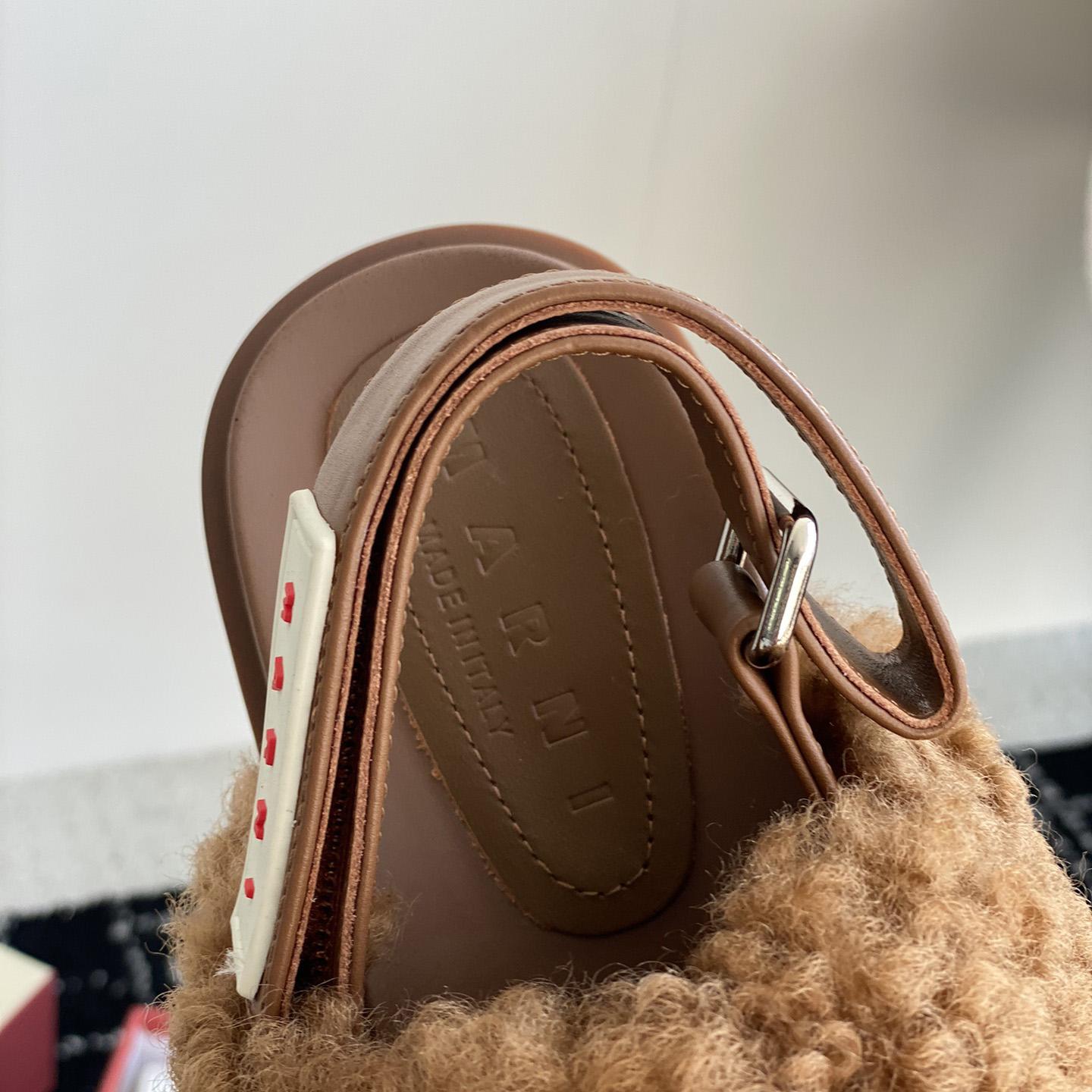 Marni Brown Shearling Sabot - FashionPlug