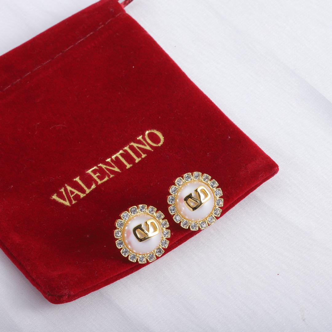 Valenti Garavani VLogo Signature Crystal Stud Earrings - FashionPlug