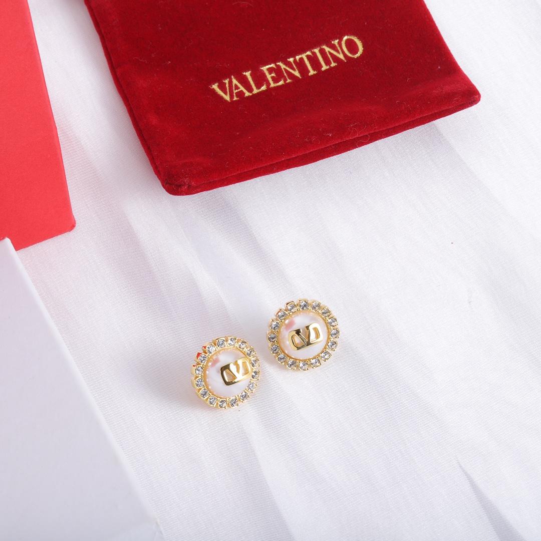 Valenti Garavani VLogo Signature Crystal Stud Earrings - FashionPlug