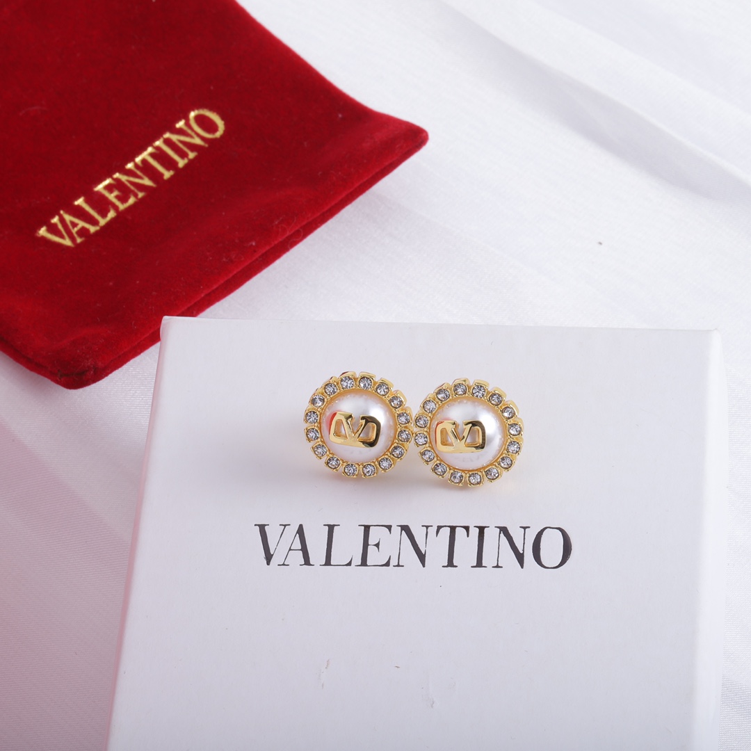 Valenti Garavani VLogo Signature Crystal Stud Earrings - FashionPlug