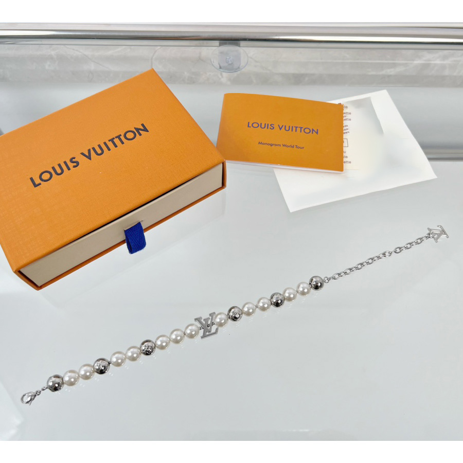 Louis Vuitton Monogram Pearls Bracelet   M0996 - FashionPlug