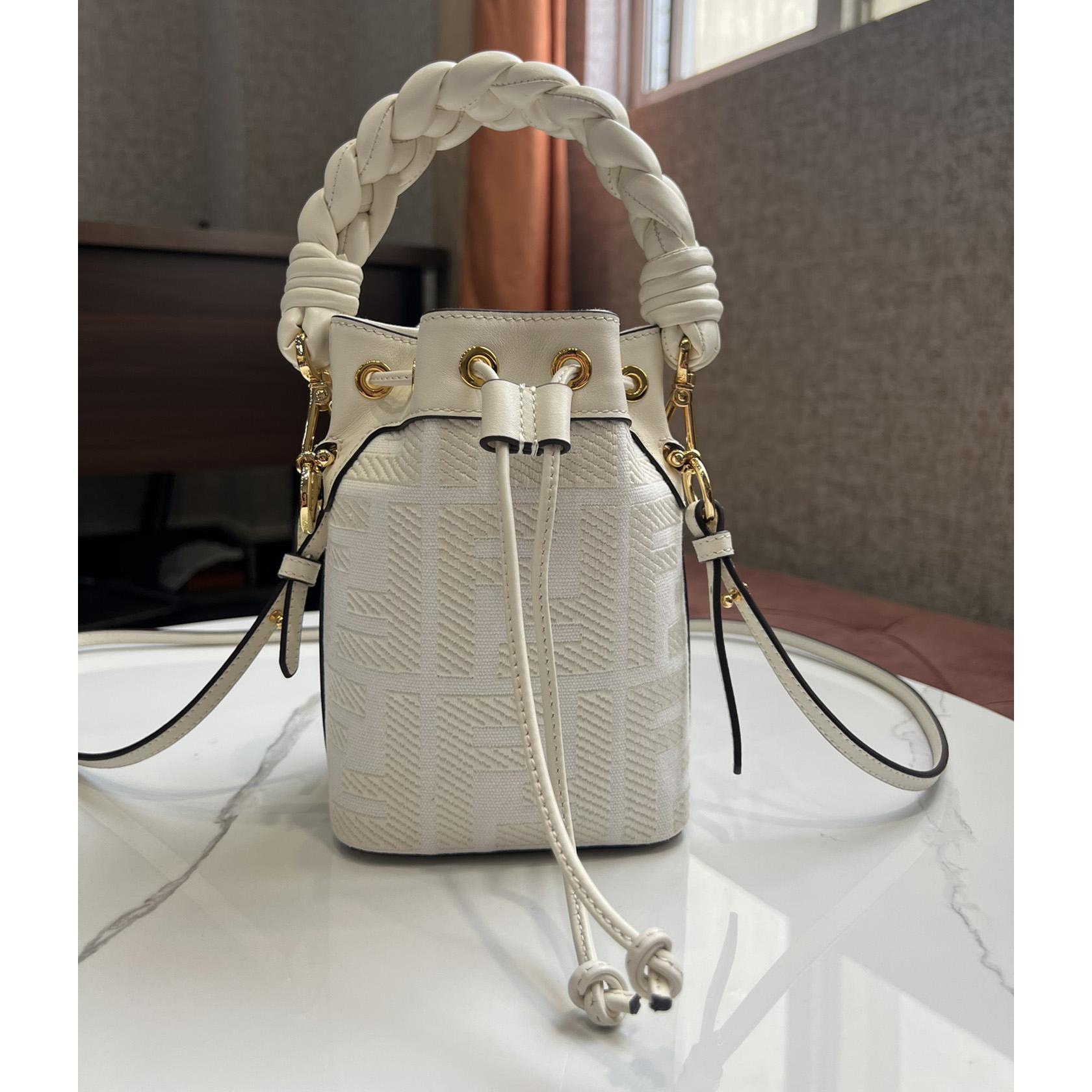 Fendi Mon Tresor White Canvas FF Mini Bag - FashionPlug