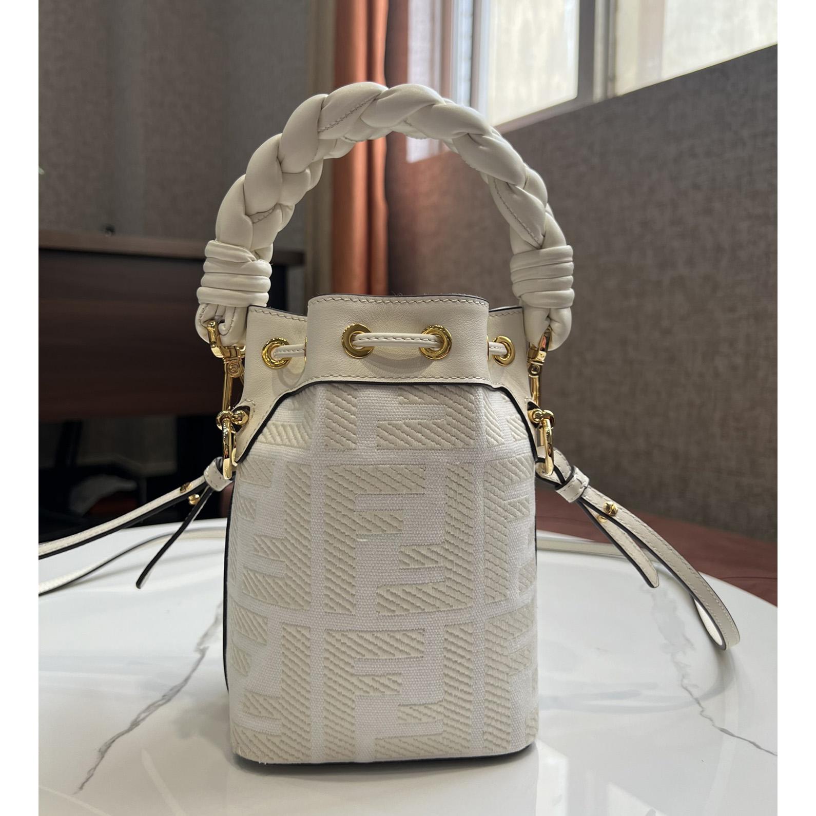 Fendi Mon Tresor White Canvas FF Mini Bag - FashionPlug