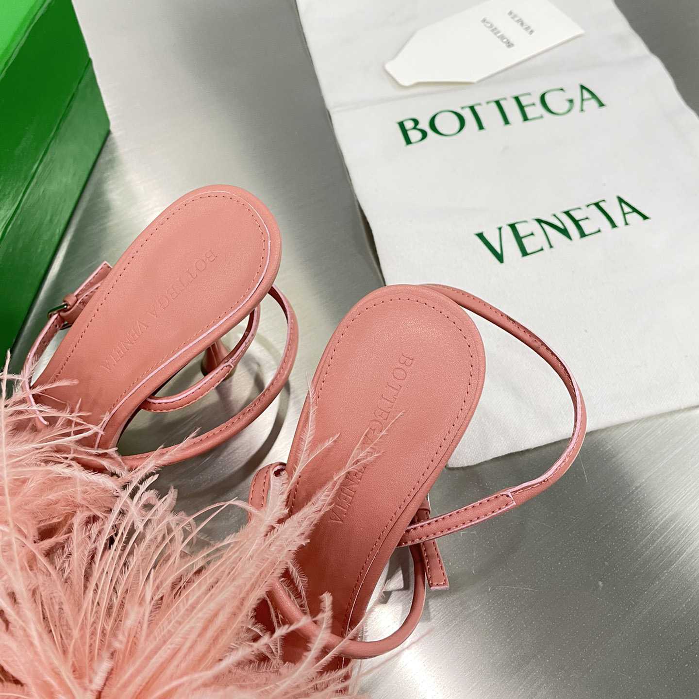 Bottega Veneta Pink Leather Sandal  - FashionPlug