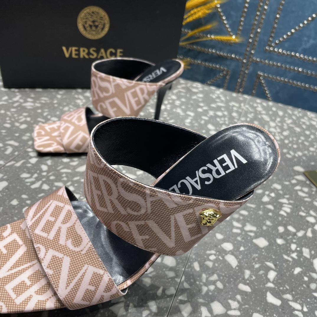 Versace Allover High Heel Mules - FashionPlug