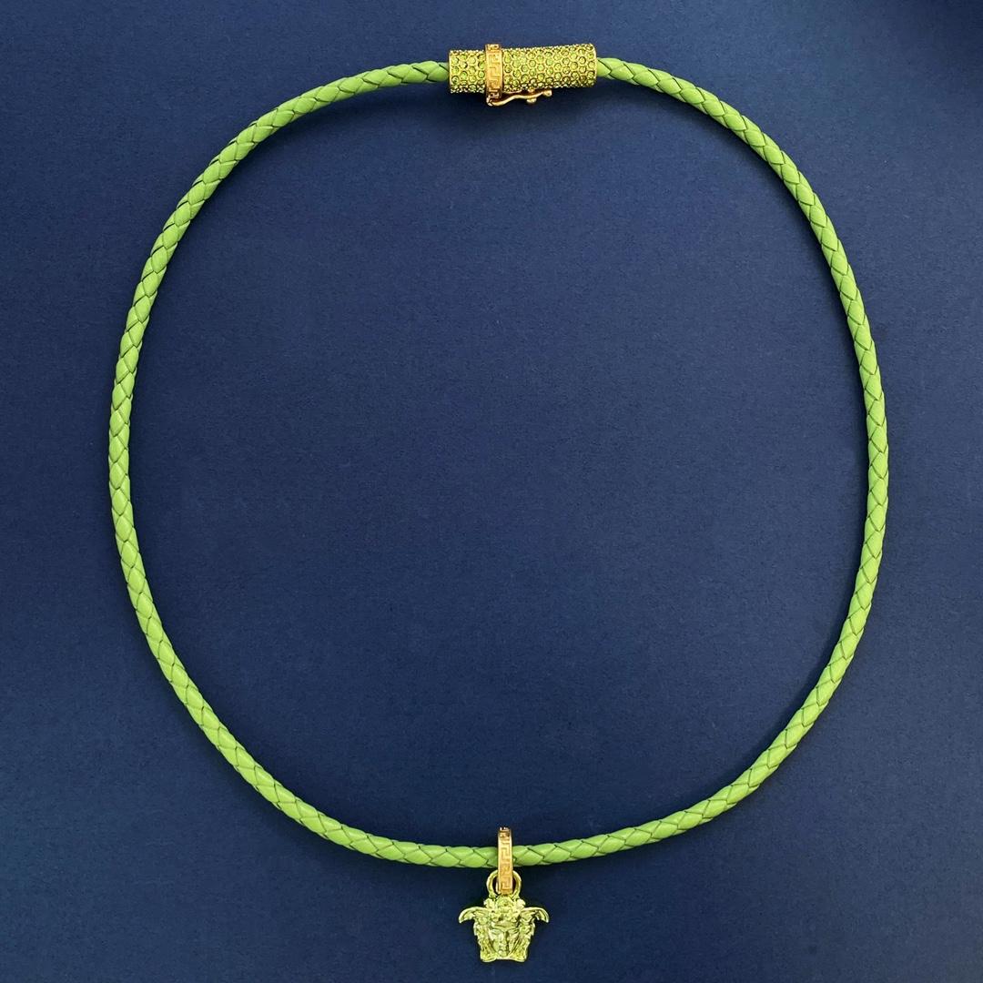 Versace Medusa Pendant Leather Necklace - FashionPlug