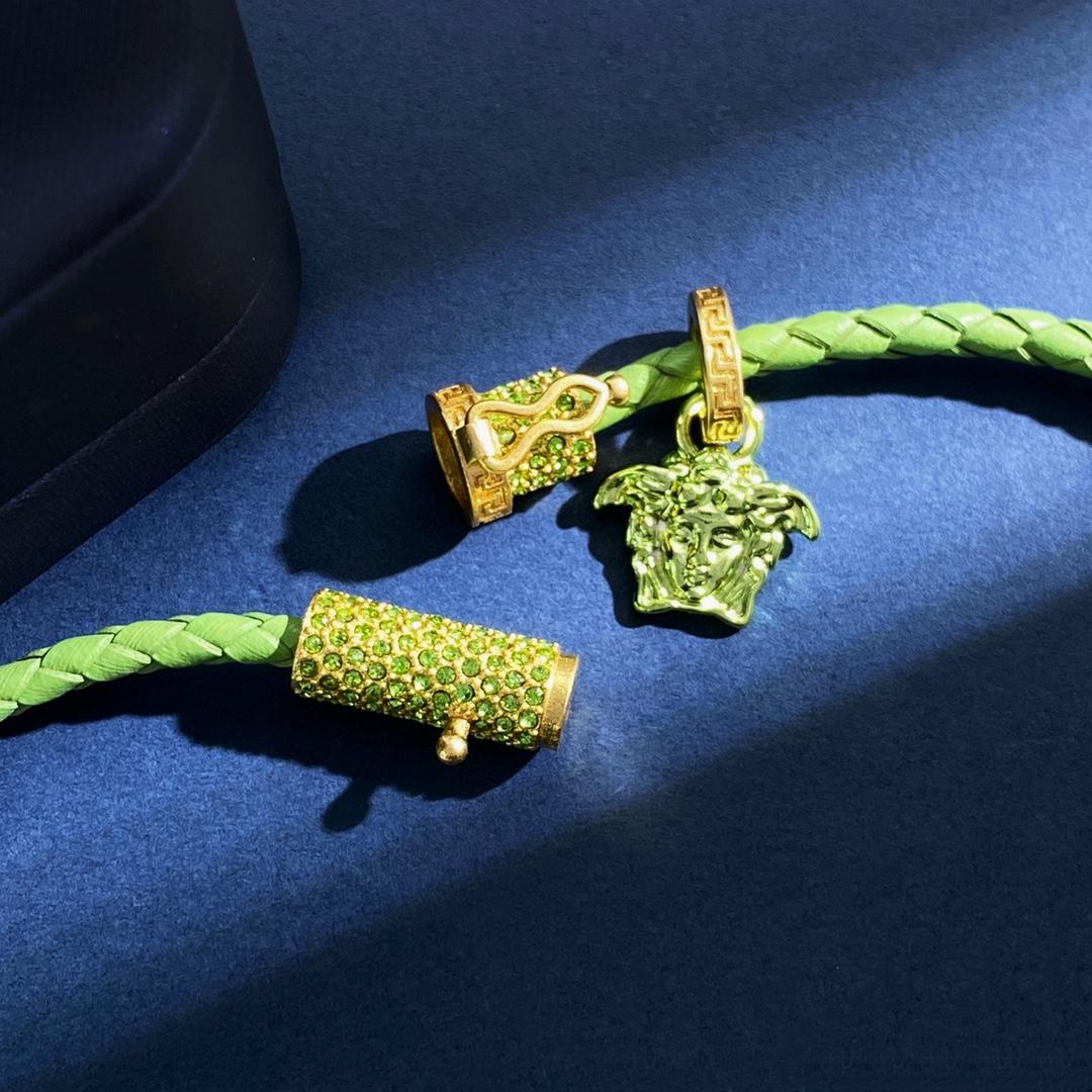 Versace Medusa Pendant Leather Necklace - FashionPlug